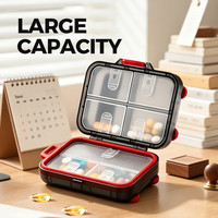 Boîte à pilules de voyage pliable 7 compartiments, format poche, design valise, multicolore, pour rangement de médicaments, vente en gros