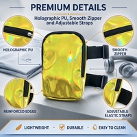 Brassard de téléphone unisexe en PU holographique premium, brillant, en forme de barillet, avec motif lettre, imperméable et réfléchissant, pour la course et le fitness
