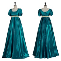 Robe de soirée vintage en satin de style romantique de la période de la Régence, costume de cosplay, robe médiévale victorienne à taille haute, style Jane Austen, XS-3XL