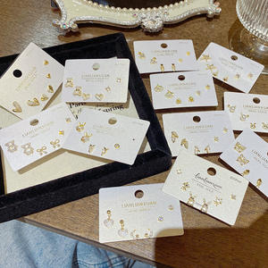 Boucles <span class=keywords><strong>d</strong></span>'oreilles en argent 925, petites, douces <span class=keywords><strong>et</strong></span> belles, adorable <span class=keywords><strong>ours</strong></span>, luxe léger, haut de gamme, une carte <span class=keywords><strong>trois</strong></span> paires pour femmes - Product Image 1