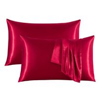 Vente en gros de taies d'oreiller en satin pour la maison ou l'hôtel Taies d'oreiller en satin solide de différentes couleurs
