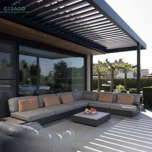 <span class=keywords><strong>Pergola</strong></span> familiale à <span class=keywords><strong>toit</strong></span> rabattable - Structure en aluminium, commande électrique facile à utiliser, <span class=keywords><strong>lames</strong></span> réglables pour la détente sur la terrasse - Product Image 6