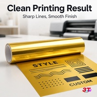 Film autocollant DTF UV doré métallique 3T Gold TPU 3D en relief avec membrane de transfert de cristal pour décalcomanie de logo