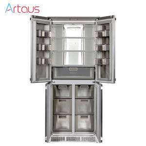Réfrigérateur à compresseur intégré en acier inoxydable grande capacité avec porte française, conçu pour la maison, la voiture et l'extérieur, avec fonction café intelligente - Product Image 4