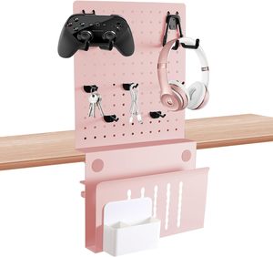 Porte-ordinateur portable <span class=keywords><strong>rose</strong></span> sous le <span class=keywords><strong>bureau</strong></span> avec crochets pour panneau perforé <span class=keywords><strong>Organisateur</strong></span> de <span class=keywords><strong>bureau</strong></span> réglable pour l'organisation suspendue pour le <span class=keywords><strong>bureau</strong></span> - Product Image 1