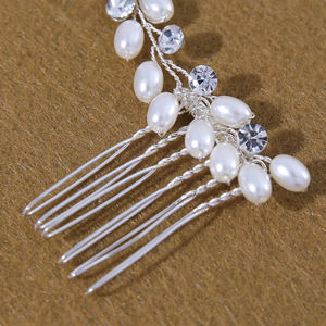Hochwertige Perlen-Braut-Haarkämme Handgefertigte Braut-Kopfschmuckstücke Strass-Kristall-Haarschmuck - Product Image 5