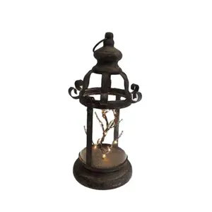 Antique Rustic Mini Black Outdoor LED Metal Lantern