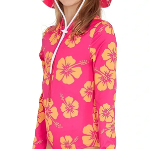 Cantidad mínima de pedido para trajes de baño personalizados de manga larga para niñas con estampado playero, trajes de baño infantiles de nailon de alta calidad - Product Image 2