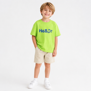 T-shirt en coton pour enfants, garçons et filles, imprimé sourire, tee-shirt d'été décontracté, haut à manches courtes doux, tendance, personnalisable, OEM, marque privée - Product Image 3