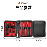 Ensemble de manucure et de pédicure WELLFLYER MS-1283 en gros kit de nail art noir rouge outils pour ongles en acier inoxydable kit de soins de beauté