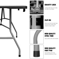 Table pliante portable en plastique de 6 pieds avec finition bois, idéale pour les fêtes et mariages en intérieur et en extérieur – Meilleure vente