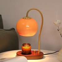 Lampe chauffe-bougie ronde en bois massif de style nordique avec contrôle électrique à intensité variable pour la décoration intérieure et l'aromathérapie