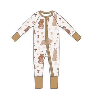 Abbigliamento per bambini con stampa di alta qualità in fibra di bambù comode tute con cerniera per neonati YKK per bambini - Product Image 5