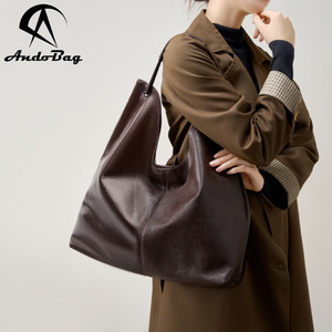 Sac fourre-tout en cuir de vachette Andong pour femmes, sac à bandoulière pour l'extérieur, grande capacité, pour les trajets quotidiens, le travail, sac à main - Product Image 1