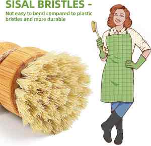 <b>Bamboo</b> Natural Dish <b>Brush</b> Pot <b>Brush</b> Kitchen Sink Vegetable Household Cleaning <b>Brush</b> - Product Image 6