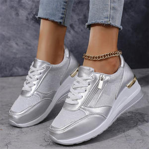 Baskets compensées en maille dorée pour femme, collection Printemps 2026, chaussures de sport à plateforme à semelle épaisse, grande taille 44, confortables et décontractées, vulcanisées - Product Image 5