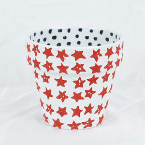 Elegante <span class=keywords><strong>maceta</strong></span> de cerámica con patrón de estrella de cinco puntas, macetas rojas para interiores/exteriores para cultivar rosas - Product Image 5