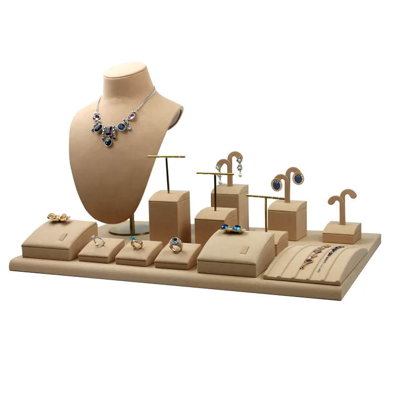 Luxury Customized Begei PU Ring Chain Display Holder Jewelry Display Sets For Store Ring Stand Necklace Jewelry Display