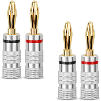 Fiches banane pour haut-parleur plaqué or 4.0mm Fiche banane Connecteur audio Vis fermée pour fil de haut-parleur