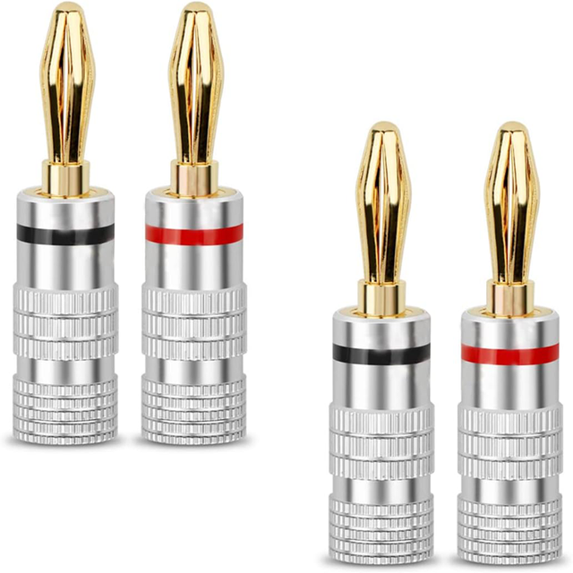 Speaker Banana Plugs Gold Plated 4.0mm Banana Plug Audio Connector Closed Screw for Speaker Wire