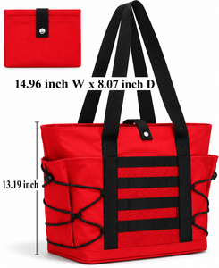 Foldable Travel Tote Bags for Women Polyester Solid Color Waterproof Gym Sports Shopping Bag Zipper <b>Trolley</b> Sleeve Large <b>Beach</b> - Product Image 4