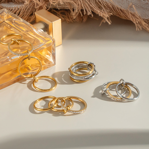 X&amp;L Stainless Steel Minimalism <strong>Stack</strong> <strong>Ring</strong> 18K Gold Color Finger Accessories Multi Pieces Interlocking Spinelli <strong>Ring</strong> - Product Image 4