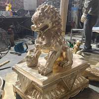 Sculpture de lion chinois en bronze RELONG, statue de chien Foo en métal pour jardin de villa, parc extérieur