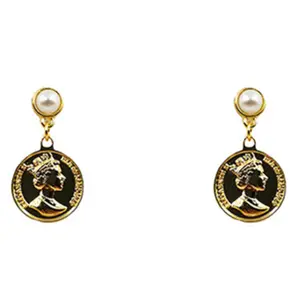 tüm roma paraları Suppliers-Moda hoop altın renk sikke charm roma ulusal tarzı küpe kadın mücevheratı için parti