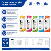 Sachets plats personnalisés à marque privée pour gels énergétiques, en PET/AL/PE, étanches à l'humidité, à ouverture facile, pour l'emballage de produits de nutrition sportive