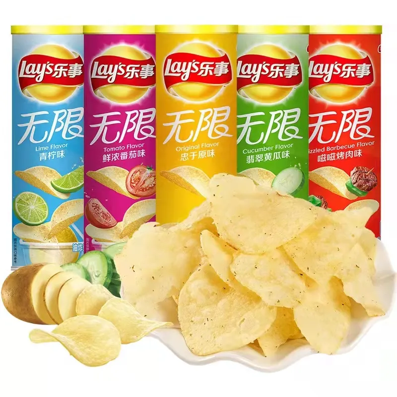 Çin'de yapılan kireç Lays patates cipsi konserve 90g * 24 orijinal lezzet patates cipsi