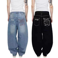 Jeans Vintage para Hombre, Pantalones de Diseñador con Parches de Cuero Personalizados, Bordados, Estilo Urbano, Tallas Grandes, Casuales, Y2K, Jeans de Mezclilla Desgastados para Hombre