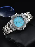 Montre automatique pour homme LONGLUX, montre diamantée de luxe, acier inoxydable, vente en gros, montres mécaniques, jour et date, étanche, montre homme.