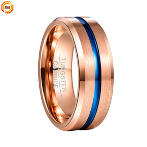 <span class=keywords><strong>Anillo</strong></span> de carburo de tungsteno biselado de alta calidad chapado en oro de 18 quilates de 6MM para boda de hombre - Product Image 4