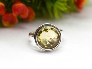 Natural <b>Citrine</b> Round Gemstone 925 Sterling Silver <b>Ring</b> - Product Image 5