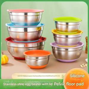 Bols à mélanger et à salade en acier inoxydable colorés, fond en silicone antidérapant, bols pour la pâtisserie, le fouettage et la préparation des aliments - Product Image 2