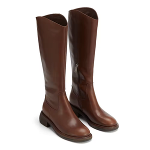 Bottes mi-hautes en cuir véritable pour femmes, élégance et durabilité combinées, chaussures décontractées en cuir de qualité supérieure, bottes mi-hautes - Product Image 2