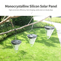 Lampe solaire de jardin suspendue en forme de cône à commande intelligente, IP55, décoration extérieure de Noël avec 8 à 10 heures d'autonomie et lumières chaudes et blanches