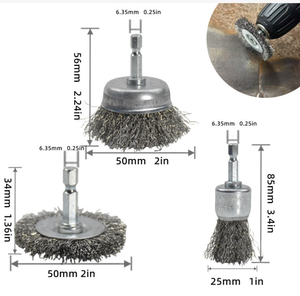 1in Brass bàn chải dây thép bánh xe <span class=keywords><strong>Dremel</strong></span> <span class=keywords><strong>Rotary</strong></span> công cụ thiết lập để đánh bóng kim loại loại bỏ rỉ sét DIY OEM tùy chỉnh khoan <span class=keywords><strong>ROTARY</strong></span> - Product Image 6
