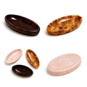 Assiettes ovales en résine pour servir le beurre, faites à la main, polies, style américain, couleur unie, écologiques, durables, pour les fêtes - Product Image 1