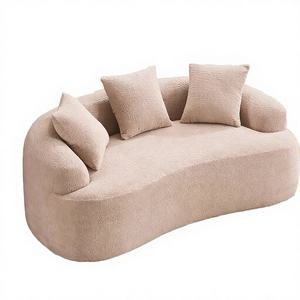 Juego de Sofás Modulares de Terciopelo de Lujo, Dos Plazas, Forma Ovalada Curva, Estilo Moderno Minimalista, Muebles Personalizables para Apartamento - Product Image 2