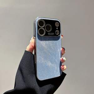 Coque antichoc intégrale pour iPhone 17 Pro Max, texture denim, grande fenêtre électroplaquée - Product Image 5