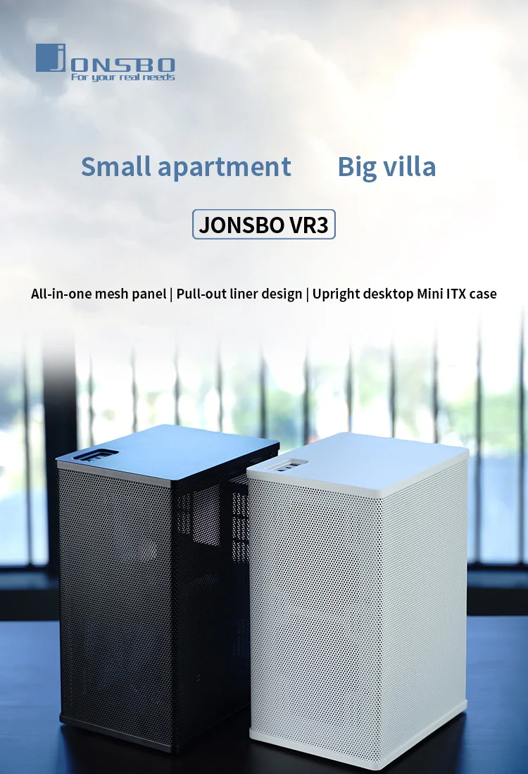 Jongsbo — châssis pour ordinateur de bureau droit VR3, Support de 240 à 280, avec refroidissement par eau, boîtier mini ITX, blanc