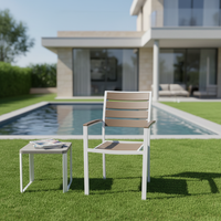 Ensemble de table et de chaises extensibles en aluminium moderne avec verre imperméable pour repas en plein air, résistant aux intempéries, meubles de jardin pour hôtel