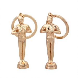 Porte-clés pendentif en alliage de zinc en forme de statuette <span class=keywords><strong>Oscar</strong></span>, personnalisable avec logo, sur le thème du cinéma et de la télévision, commandes en gros - Product Image 1