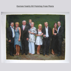 Portrait personnalisé fait à la main peinture à l'huile Style impressionnisme personnalisable photos de famille sur toile avec cadre flottant - Product Image 2