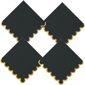 Foil emas koktail hitam sekali pakai kustom dengan Logo bergigi pesta Restoran pesta pernikahan makan malam kertas serbet dicetak - Product Image 1