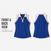 Haut de polo de tennis sans manches personnalisé pour femmes, en maille et polyester, pour le golf, le tennis, les clubs et le quotidien