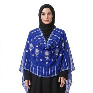 Écharpe en mousseline de soie pour femme, motif floral, papillon, strass, chaîne brodée, légère, respirante, douce, OEM ODM - Product Image 1