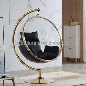 Silla Burbuja Acrílica Transparente con Marco Dorado Moderno y Soporte Colgante para Uso en Exteriores, Sala de Estar, Patio, Parque y Gimnasio - Product Image 2