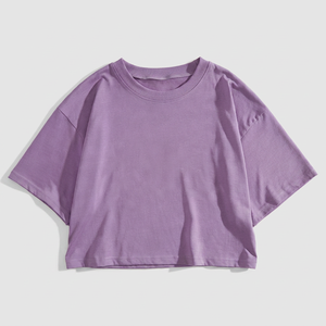 T-shirt côtelé ajusté pour femme, manches courtes, col rond, mélange de coton, personnalisable avec logo, haut décontracté d'été - Product Image 1